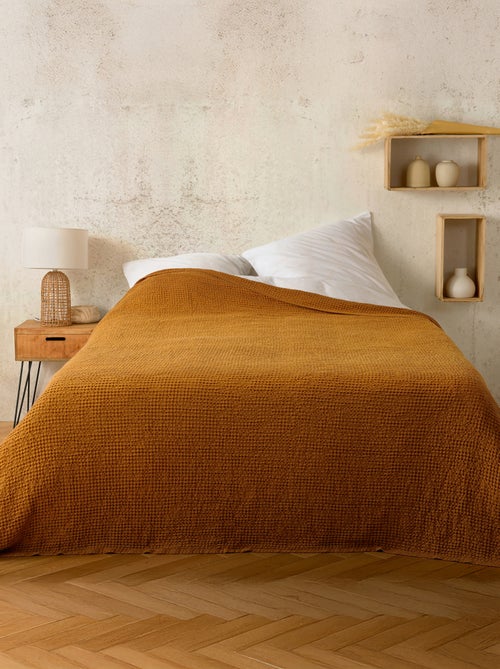 Plaid en coton nid d’abeille - Kiabi