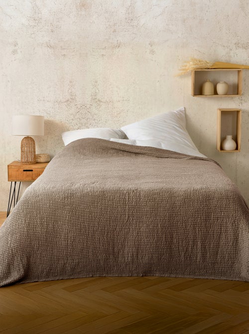 Plaid en coton nid d’abeille - Kiabi