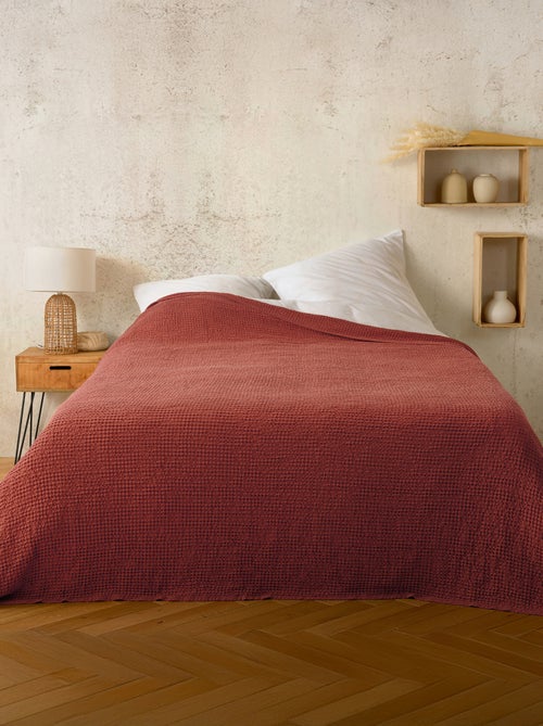 Plaid en coton nid d’abeille - Kiabi