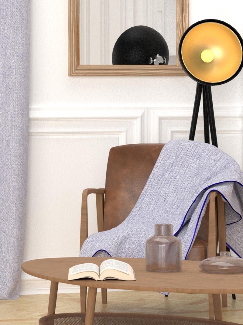 Plaid en coton recyclé 140x200 cm PIERRE, par Soleil d'Ocre Bleu - Kiabi