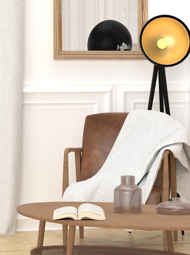 Plaid en coton recyclé 140x200 cm PIERRE, par Soleil d'Ocre Gris - Kiabi