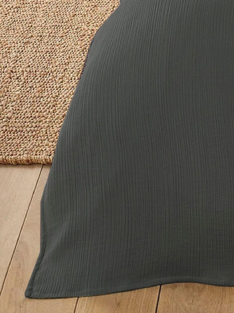 Plaid en double gaze de coton 'Deko&co' gris anthracite - Kiabi