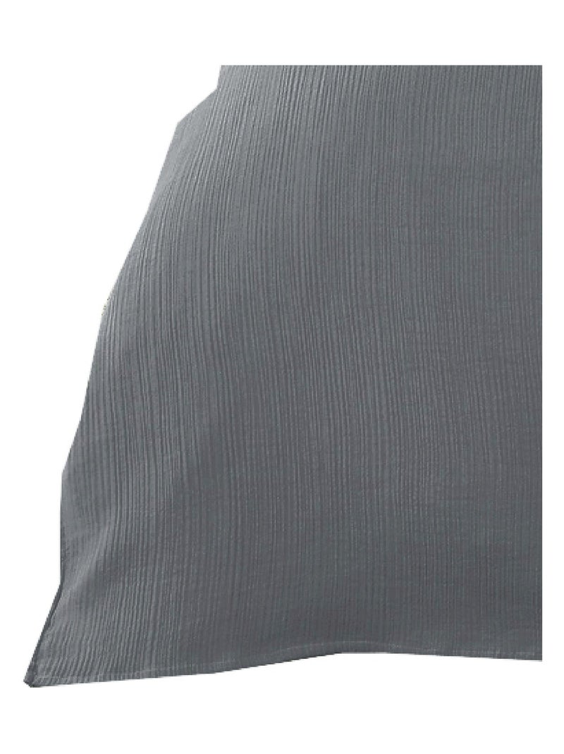 Plaid en double gaze de coton 'Deko&co' Gris - Kiabi