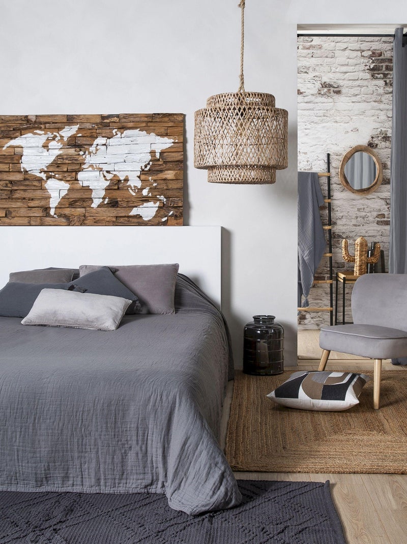 Plaid en double gaze de coton 'Deko&co' Gris - Kiabi