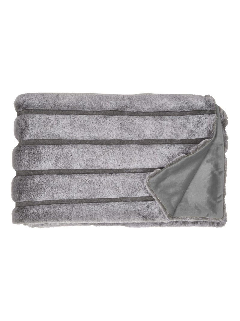 Plaid en fausse fourrure collection SAMUEL Gris - Kiabi