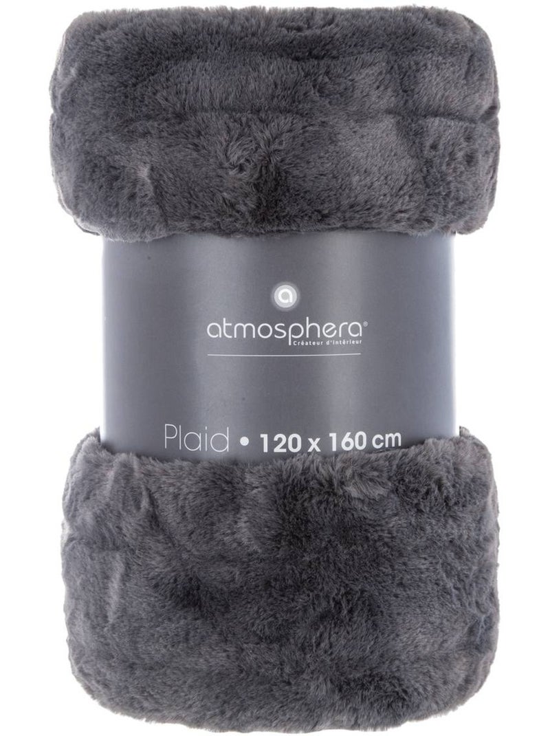 Plaid en fausse fourrure manoir Gris foncé - Kiabi