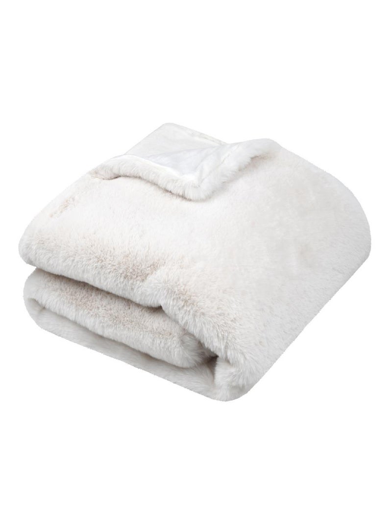 Plaid en fausse fourrure ultra moelleux Ecru - Kiabi