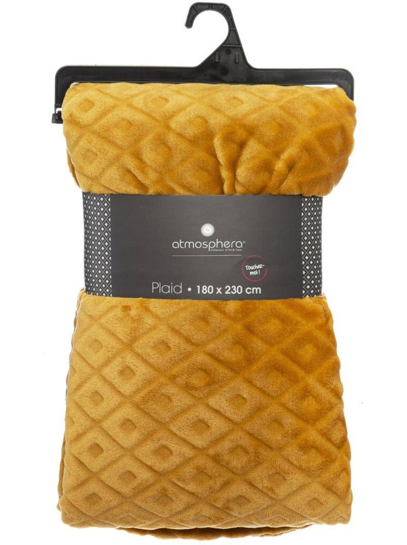 Plaid en flanelle motif losange 3d losan Jaune - Kiabi