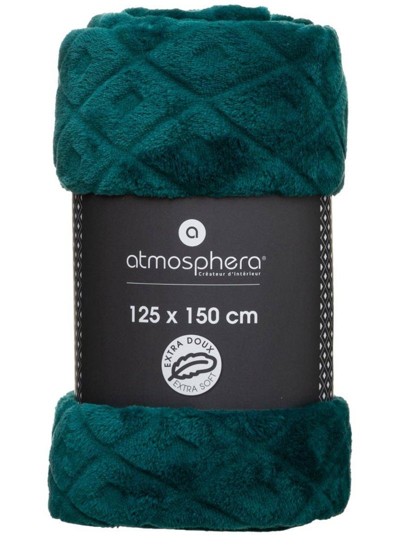 Plaid en flanelle motif losange en relief losan Bleu - Kiabi