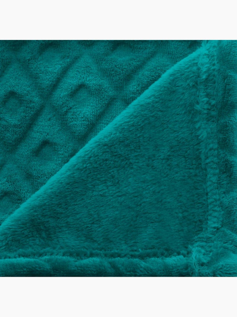 Plaid en flanelle motif losange en relief losan Bleu - Kiabi