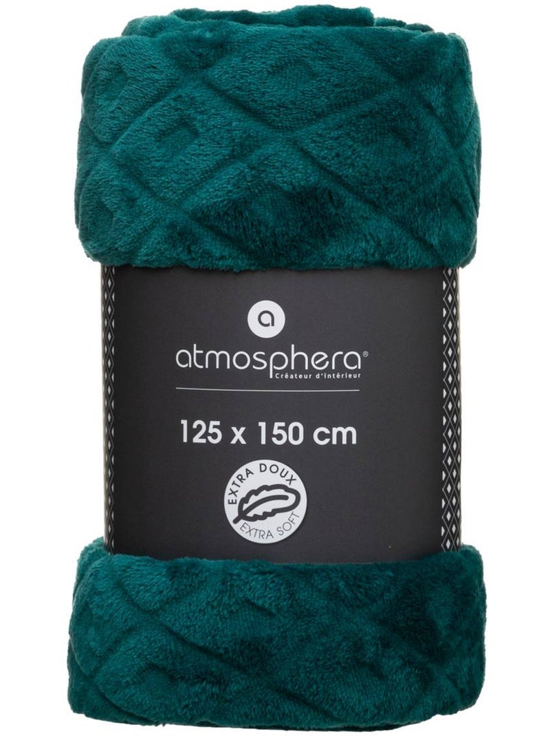 Plaid en flanelle motif losange en relief losan Bleu - Kiabi