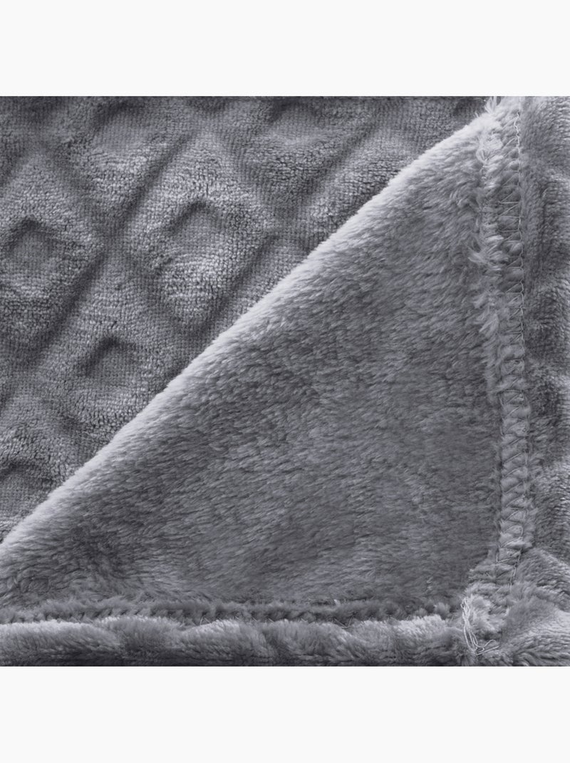 Plaid en flanelle motif losange en relief losan Gris - Kiabi