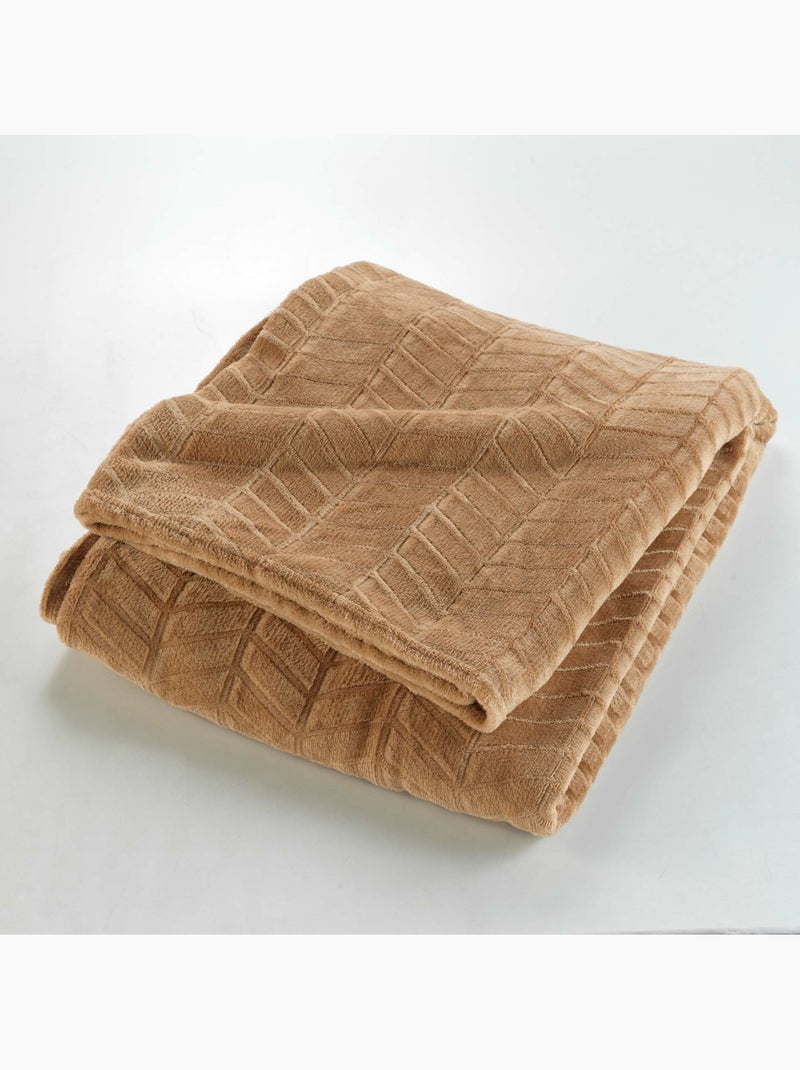 Plaid en flanelle relief uni – Modèle ARYA Camel - Kiabi