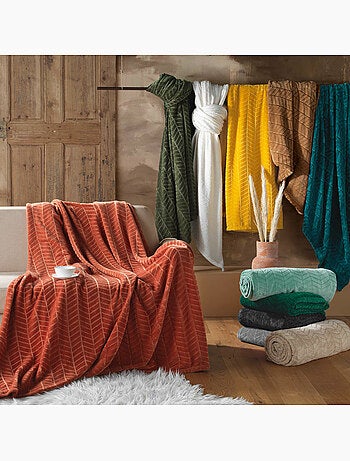 Plaid en flanelle relief uni – Modèle ARYA