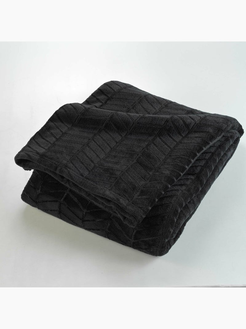 Plaid en flanelle relief uni – Modèle ARYA Noir - Kiabi