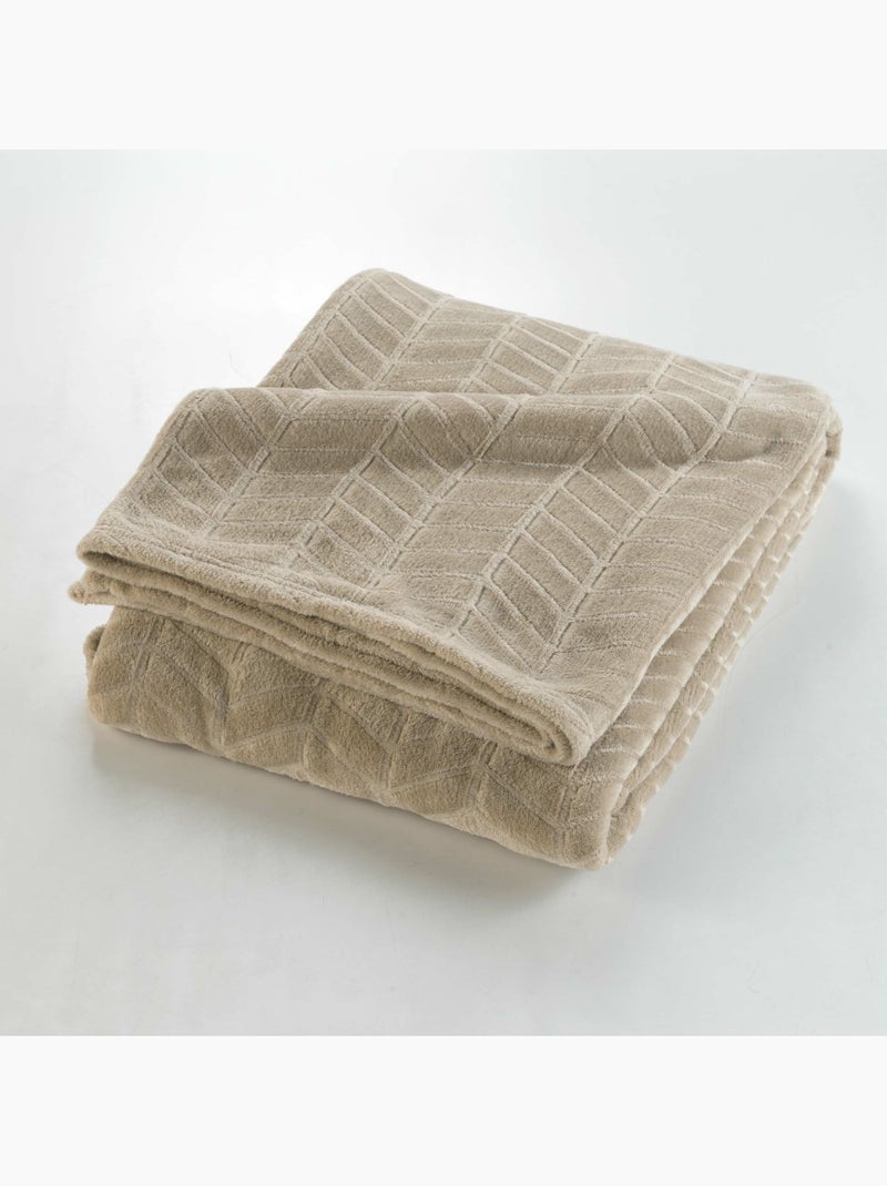 Plaid en flanelle relief uni – Modèle ARYA Taupe - Kiabi