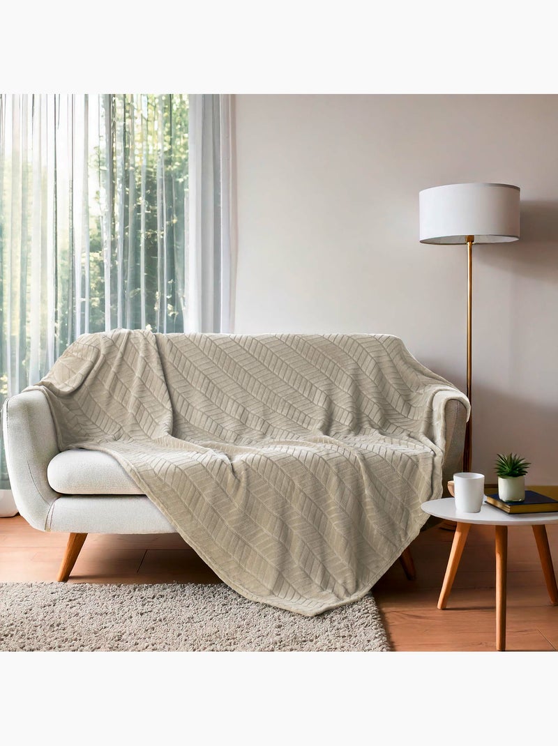 Plaid en flanelle relief uni – Modèle ARYA Taupe - Kiabi