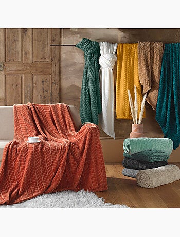 Plaid en flanelle relief uni – Modèle ARYA