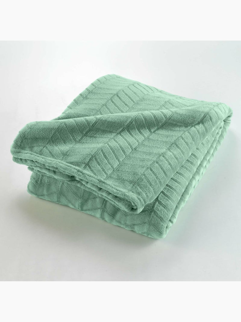 Plaid en flanelle relief uni – Modèle ARYA Vert Sauge - Kiabi