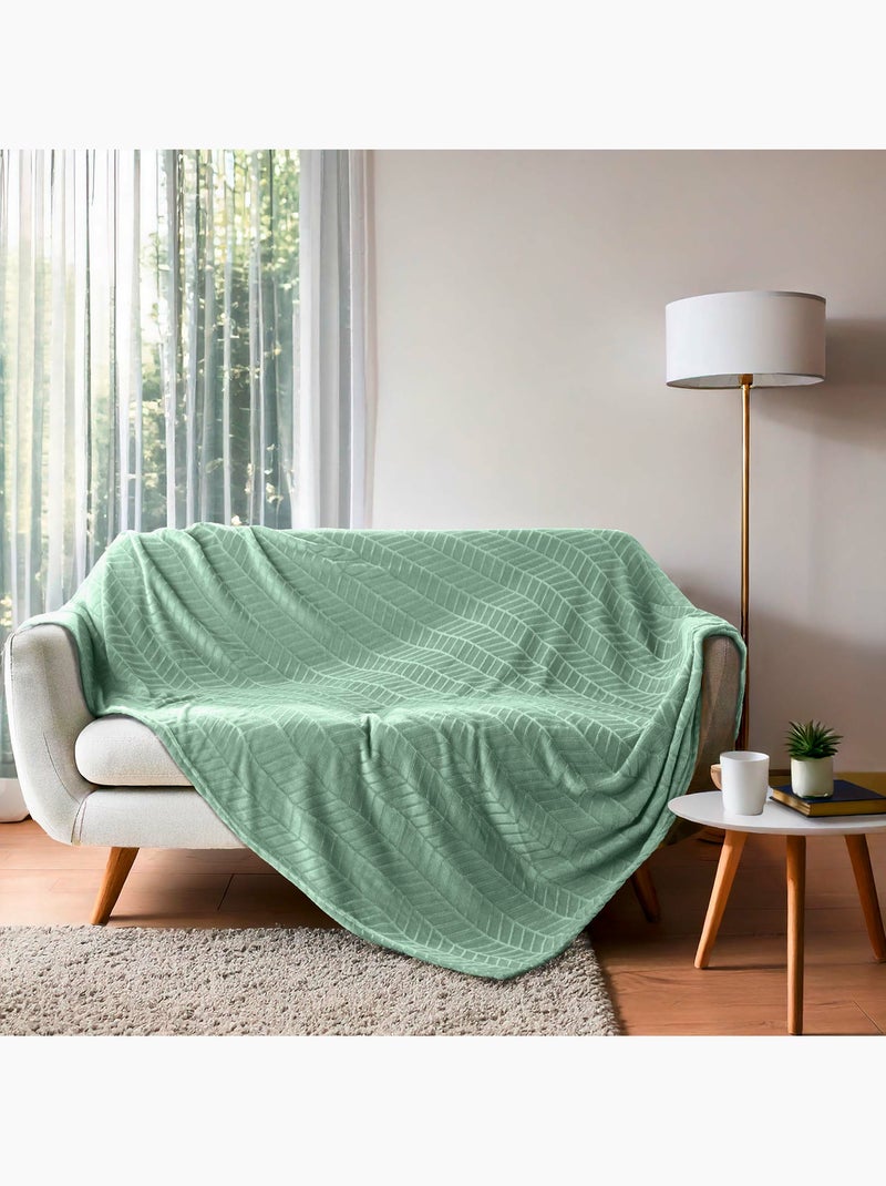 Plaid en flanelle relief uni – Modèle ARYA Vert Sauge - Kiabi