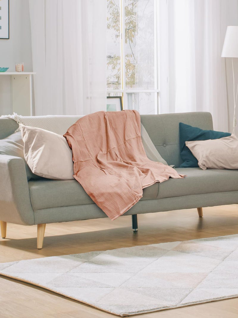 Plaid en gaze de coton collection ECLOSION Rose - Kiabi