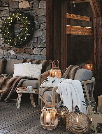 Plaid en imitiation fourrure à boucles en polyester