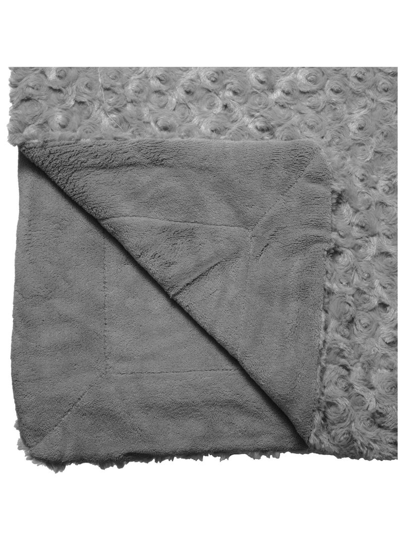 Plaid en imitiation fourrure à boucles en polyester Gris - Kiabi