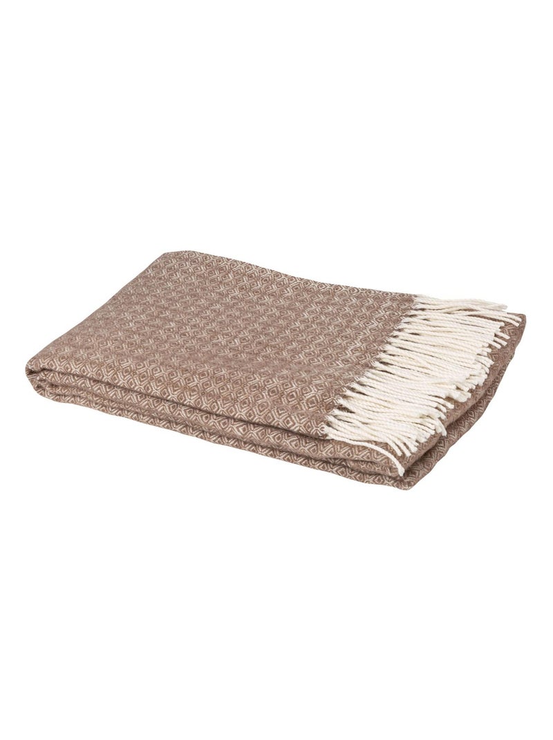 Plaid en Laine à Motifs Géométriques Taupe - Kiabi