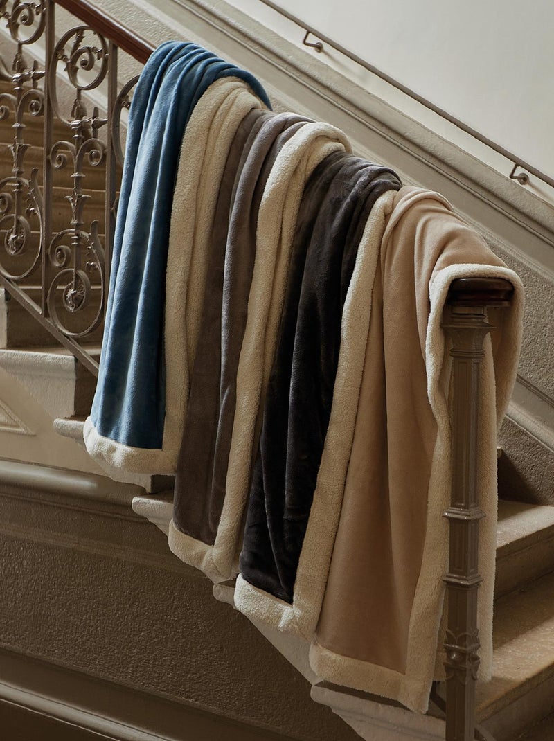 Plaid en microvelours doublé sherpa Rose pâle - Kiabi