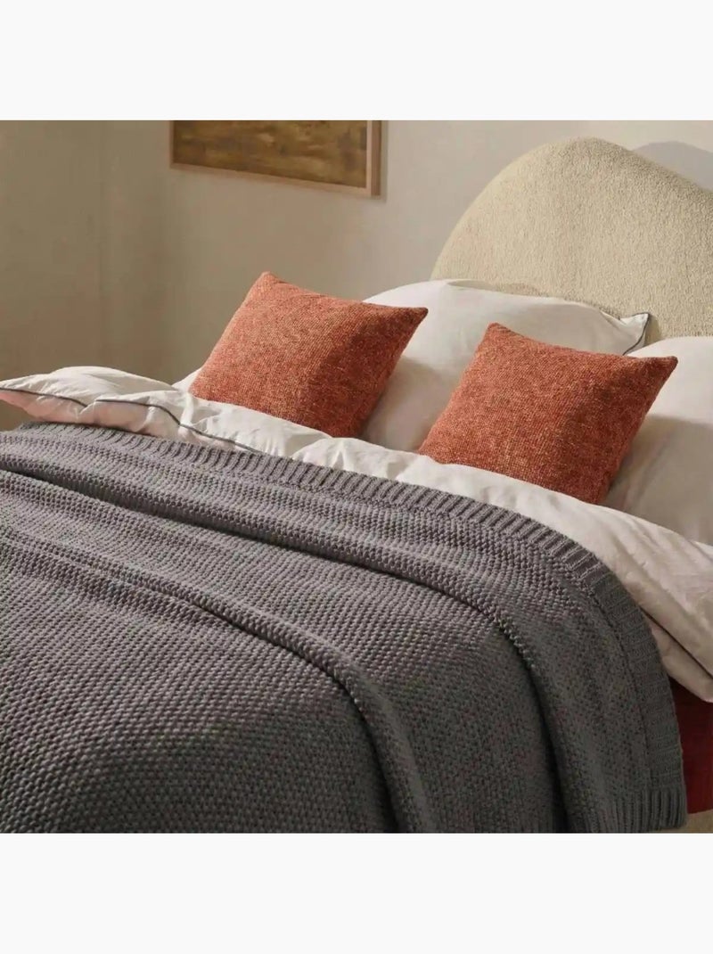 Plaid en tricot 125x150cm Gris - Kiabi