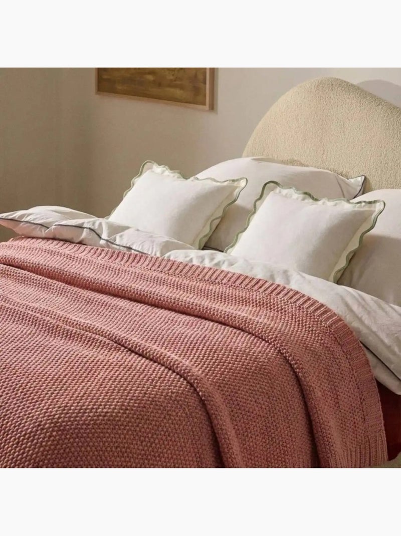 Plaid en tricot 125x150cm Rose - Kiabi