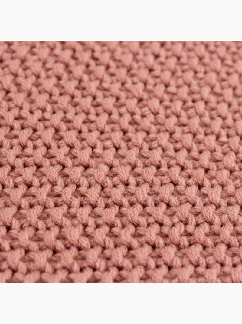 Plaid en tricot 125x150cm Rose - Kiabi