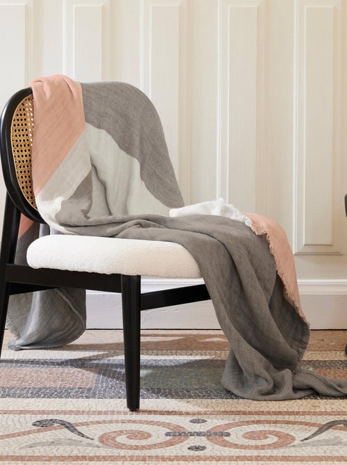 Plaid en triple gaze de coton lavé et rayé - Kiabi