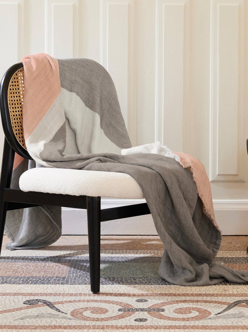 Plaid en triple gaze de coton lavé et rayé Gris - Kiabi