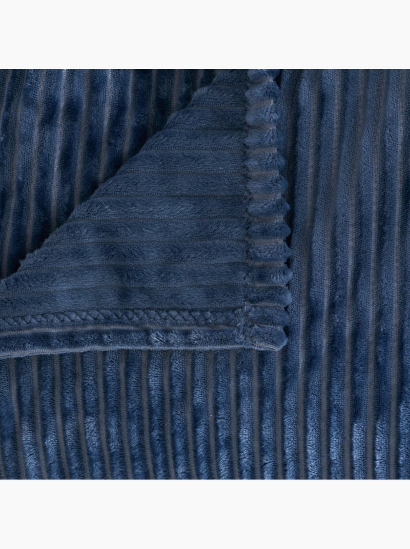 Plaid en velours côtelé ARUM Bleu encre - Kiabi