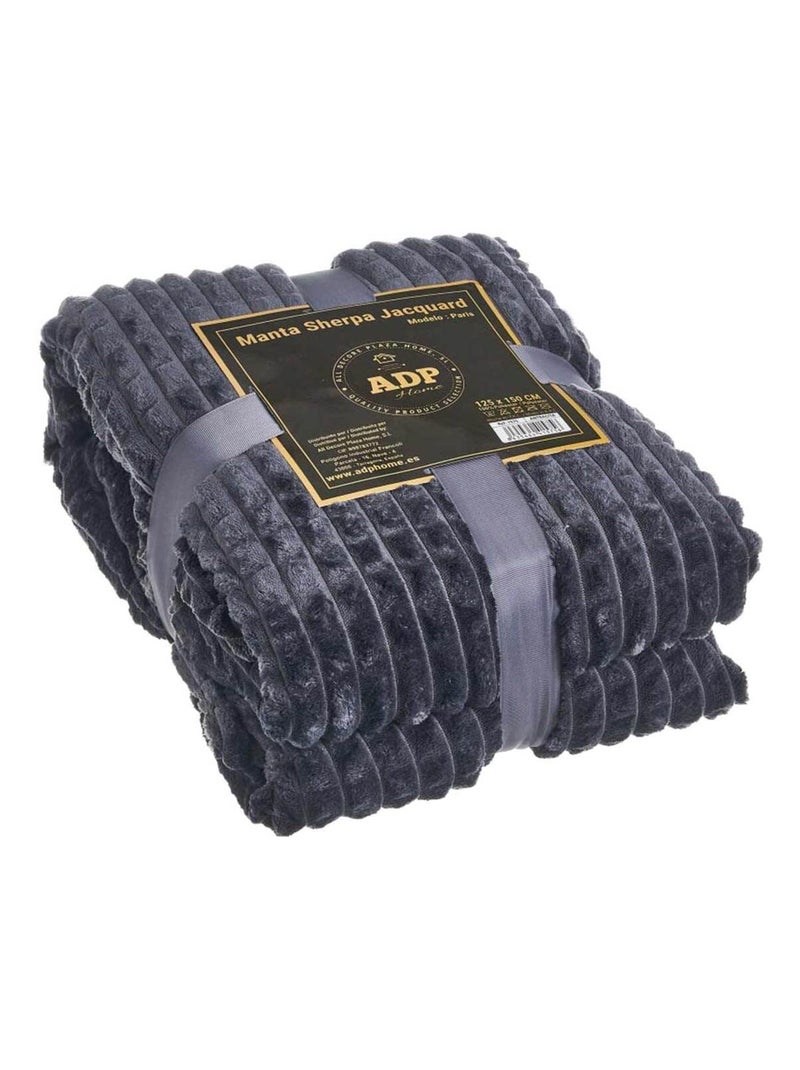 Plaid en velours côtelé sherpa Gris - Kiabi