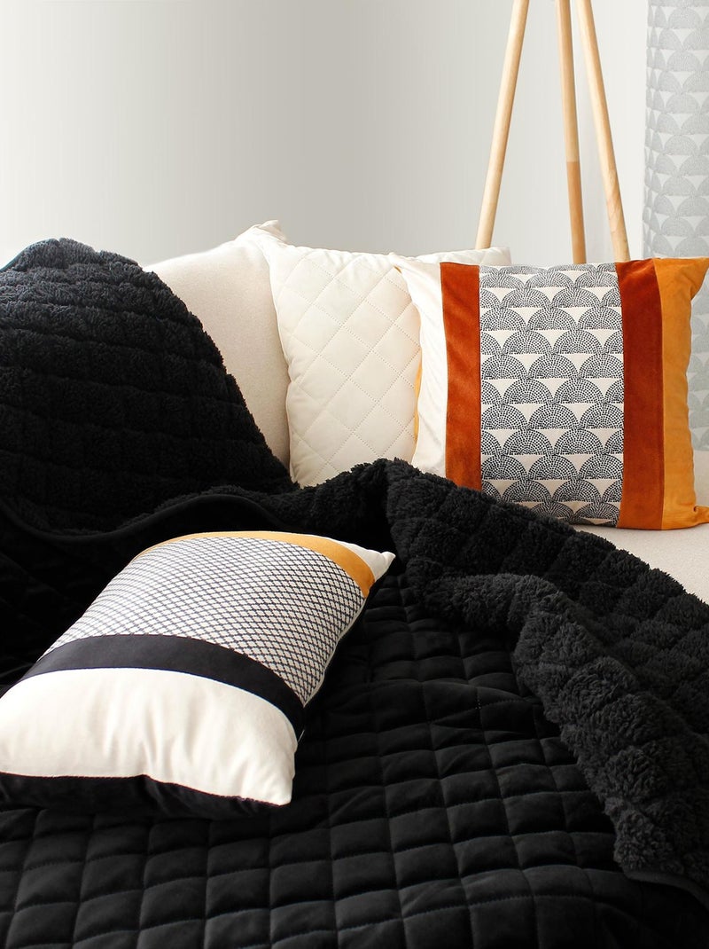 Plaid en velours et sherpa Noir - Kiabi
