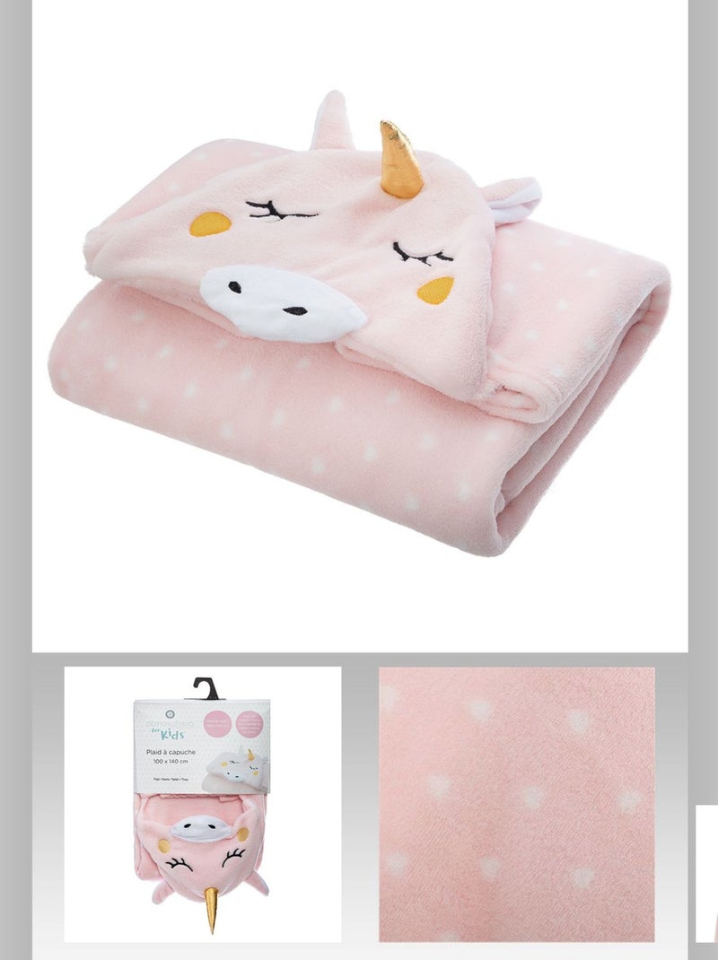 Plaid enfant à capuche licorne Rose - Kiabi