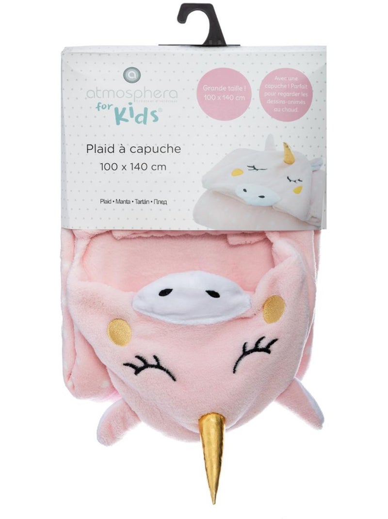 Plaid enfant avec capuche LICORNE Rose - Kiabi