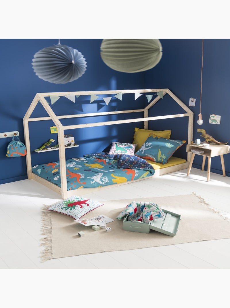 Plaid enfant en polyester Dino motifs dinosaures – 125 x 150 cm Future Home Gris - Kiabi