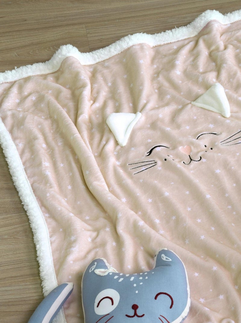 Plaid enfant Zoeline le chat Rose - Kiabi