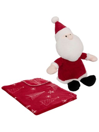 Plaid et peluche père Noël