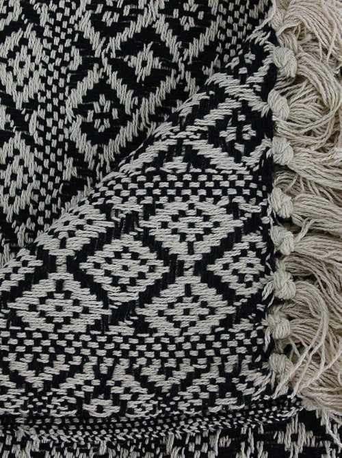 Plaid ethnique frange motif carreaux 120x150cm - Kiabi