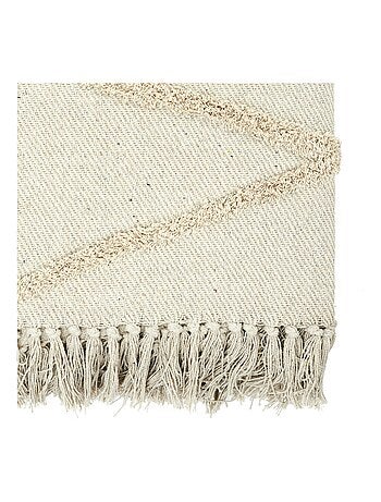 Plaid ethnique relief losange écru 120x150 cm coton