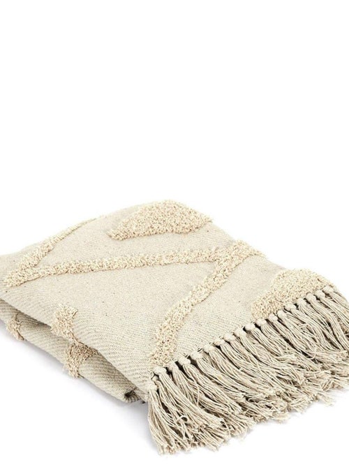 Plaid ethnique relief losange écru 120x150 cm coton - Kiabi Plaid ethnique relief losange écru 120x150 cm coton - Kiabi