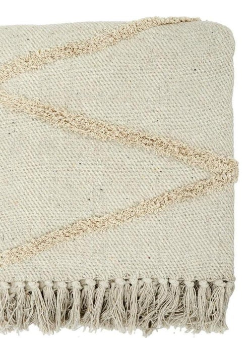 Plaid ethnique relief losange écru 120x150 cm coton - Kiabi Plaid ethnique relief losange écru 120x150 cm coton - Kiabi