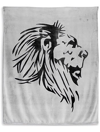 Plaid extra doux 130x150 cm LION noir et gris
