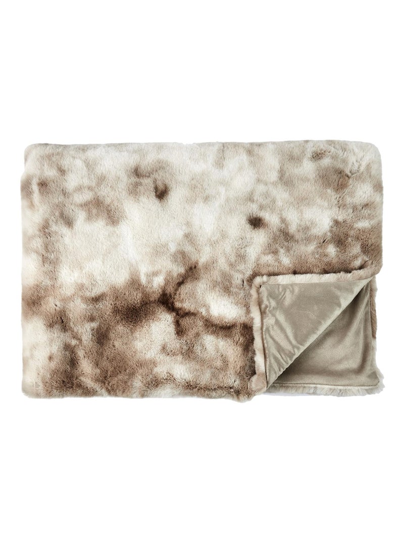 Plaid fausse fourrure collection CHRISTIE Blanc Marron - Kiabi