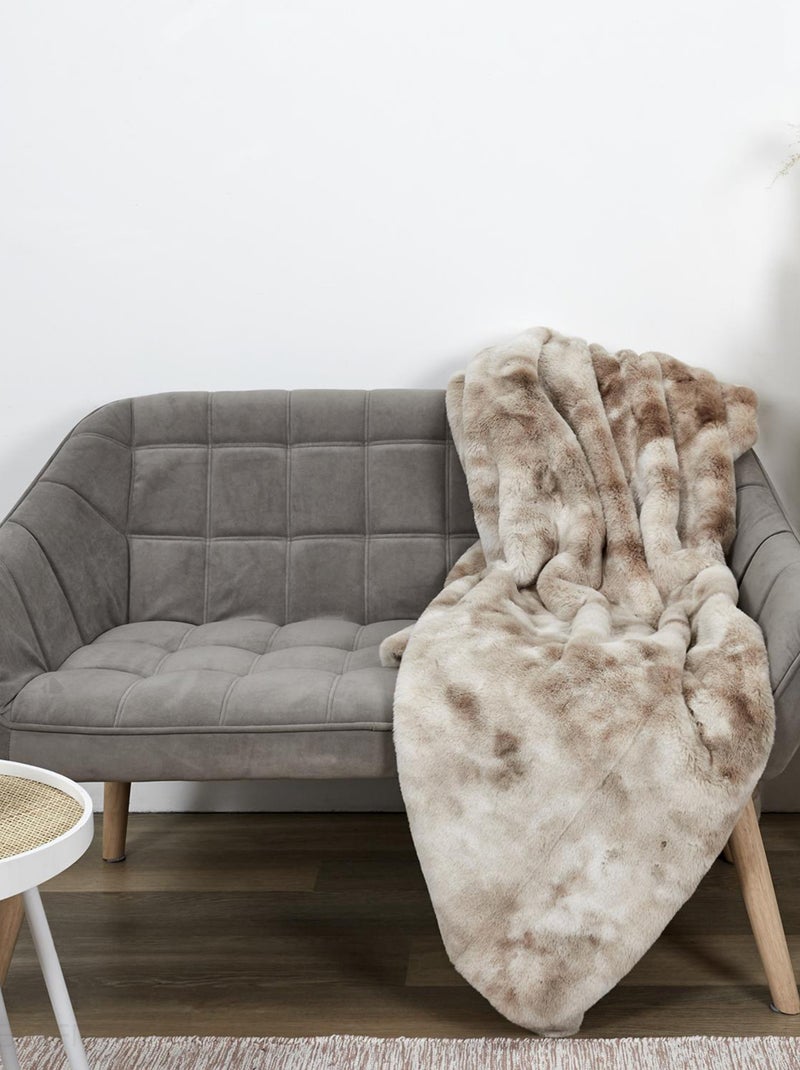 Plaid fausse fourrure collection CHRISTIE Blanc Marron - Kiabi