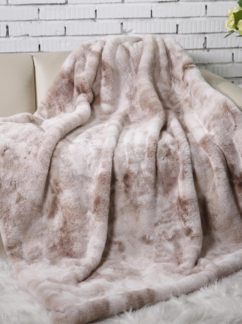 Plaid fausse fourrure collection CHRISTIE Blanc Marron - Kiabi